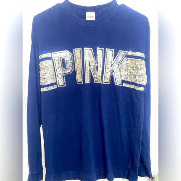 Victoria’s Secret PINK Sequin Bling long Sleeve Tee size XS - Picture 1 of 4